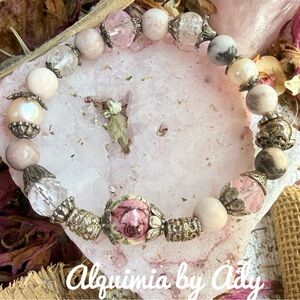 Chunky Rose, Rhodonite silver ceramic Bracelet